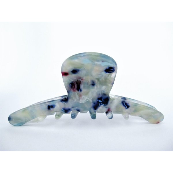 Blue white and mixed color marbled design hair claw clip for fine, thin hair