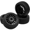 HIRCQOO 80mm/3.14" Rubber Tires & Plastic Wheel Rims 2.2 Inch 12mm Hex Hub Compatible with 1/10 HPI WR8 Off-Road Rally 1/14 WLtoys 124019 144001 1/16 Redcat Volcano RC Buggy (Black)