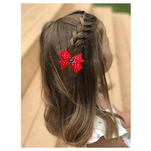 Girl School Hair Bow Back to School Hair Clip Hair Pin School Hair Accessories 2 Pack TSFJ55 (Red)