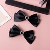 Black Satin Hair Bow Clips, Christmas Valentine School Hairpins with Heart Rhinestones,Handmade Bowknot Hair Accessories for Kids Girls New Year Decor