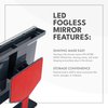ToiletTree Products Deluxe LED Fogless Shower Mirror with Squeegee Anti-Fog Mirror - Adjustable Shaving Mirror with a Squeegee - Rust-Proof, Impact-Resistance Bathroom Shower Mirror