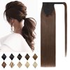SEGO Ponytail Extension Human Hair Real Human Hair Clip In Wrap Around Long Straight Ponytail With Magic Paste Pony Hairpieces for Women -22 Inch 95g 4 Medium Chocolate Brown