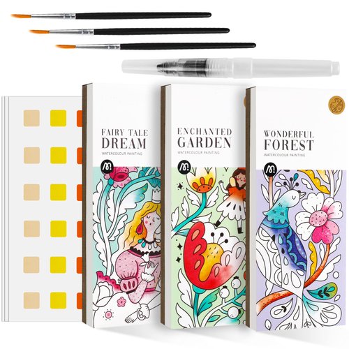 Watercolor Painting Coloring Books Arts & Crafts Kit, Pocket Watercolor Paint Bookmarks, Mess Free Paint with Water Set, Travel Activities Art Party Favors Exchange Birthday Gifts for Kids