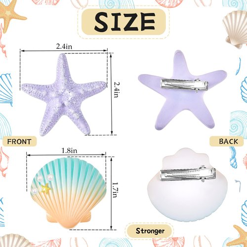8 Pieces Starfish Hair Clip Mermaid Crown Mermaid Hair Accessories Mermaid Hair Clips Resin Seastar Hairpins Pretty Hairpin Hair Barrettes Mermaid Accessories for Women Girls (Fresh Style)