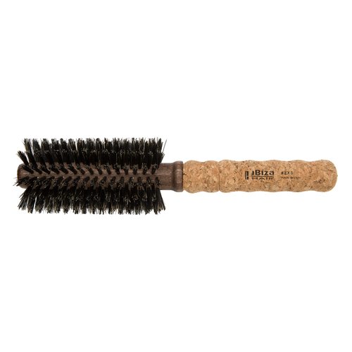 Ibiza Hair Professional Round Boar Hair Brush (EX3,55mm), Lightweight with Reinforced Bristles & Cork Handle, For Beachy Waves and Curls, Add Texture & Shine for Medium to Long Hair