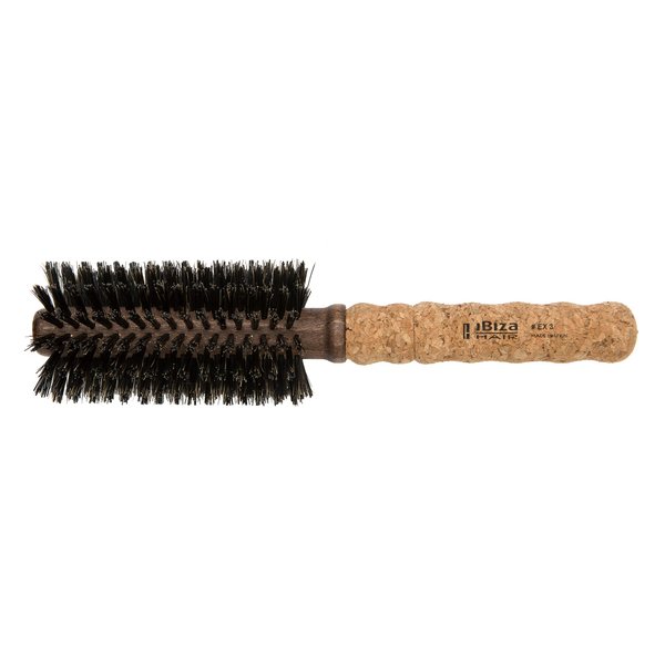 Ibiza Hair Professional Round Boar Hair Brush (EX3,55mm), Lightweight with Reinforced Bristles & Cork Handle, For Beachy Waves and Curls, Add Texture & Shine for Medium to Long Hair