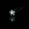 Silver Rhinestone Daisy Flower Pearl (Imitation) Center Bridal Hair Pin Set Of 6