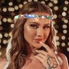 JEAIRTS Led Rhinestone Headband Crystal Headpieces Sparkly Forehead Head Chain Elastic Braided Hair Band Halloween Prom Hair Jewelry for Women and Girls (3-Colorful)