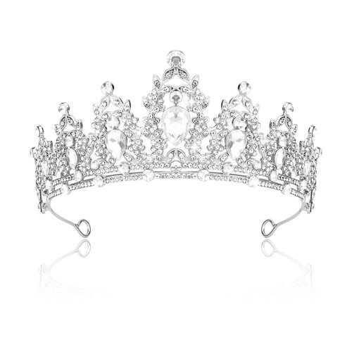 Tiara Crown,Princess Crown,Crown for Women,Tiara Adult,Silver Crown,Birthday Crown,Silver Tiara,Quinceanera Crown,Crystal Crown,Wedding Tiara,Prom Queen Crown,Crown Headband,Crown Costume,Bridal Tiara