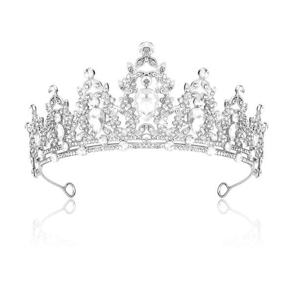 Tiara Crown,Princess Crown,Crown for Women,Tiara Adult,Silver Crown,Birthday Crown,Silver Tiara,Quinceanera Crown,Crystal Crown,Wedding Tiara,Prom Queen Crown,Crown Headband,Crown Costume,Bridal Tiara