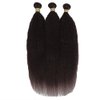 Dark Brown Yaki Straight Bundles Color 4 Human Hair Bundles Light Brown Kinky Straight Hair Double Weft Brazilian Remy Hair Extensions Soft and Silky for Black Women (24 26 28 Inch 3 Bundles)