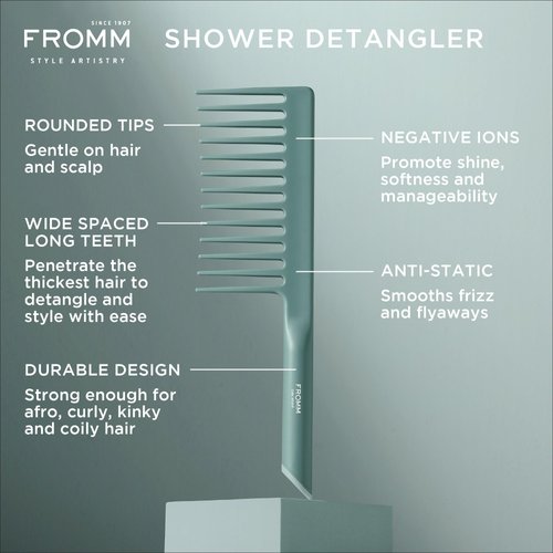 Fromm Professional Curl Studio Shower Detangler 9" Wide Tooth Comb for Detangling Wet, Curly, Kinky, Coily, Textured Hair with Ergonomic Handle