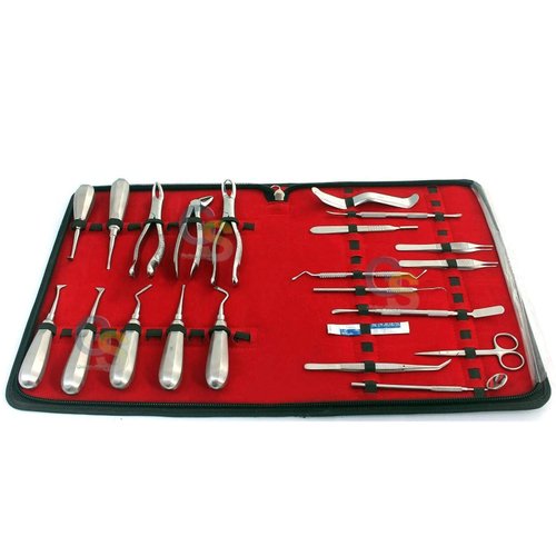 G.S 30 PCS Oral Dental Extraction EXTRACTING Forceps Elevators Mirrors with Scalpel Blades #22