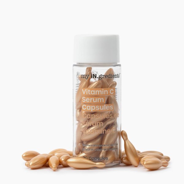 Masque Bar My Ingredients 10% Vitamin C Serum Capsules for Face - Serum Capsule for Evening Out Skin Tone & Instant Hydration, Korean Skin Care Treatment,30 Oil Free Biodegradable Capsules