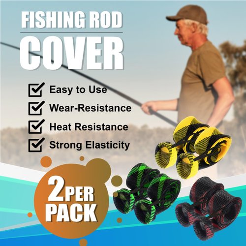 Reaction Tackle Fishing Rod Socks - Fishing Pole Sleeves and Covers for Baitcasting Rods, Spinning Rods Black/Blue (Flat-Cast-11)