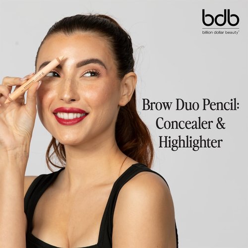 Billion Dollar Brows Duo Brow Highlighter & Concealer Pencil for Lifting and Highlighting Eyebrows, Creamy Matte Brow Shaper Definer (Duo Pencil + Sharpener)
