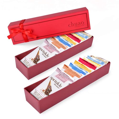 Chuao Chocolatier Taste the Joy Assorted Mini Gourmet Chocolate Bars Gift Box | Milk and Dark Chocolate Flavor Variety Sampler For Holiday, Birthday, Valentines Day, Mother’s and Father’s Day, Thank You, Corporate Gift Baskets | 16 Bars
