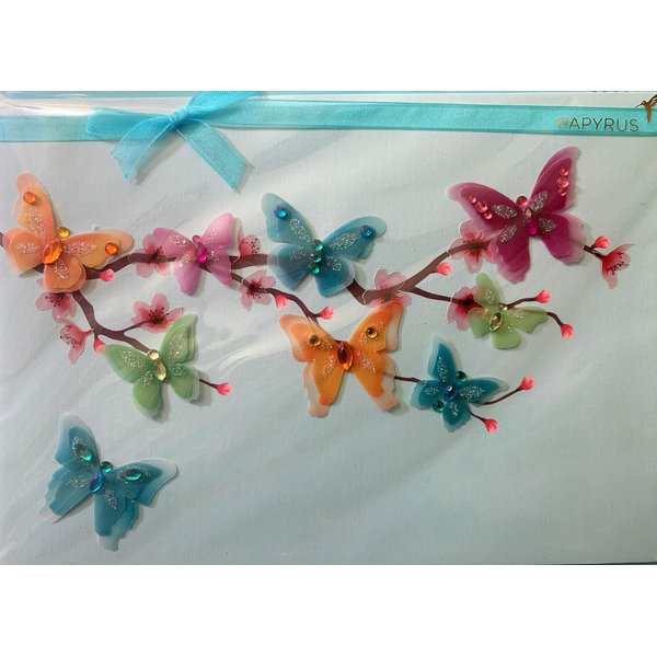 Papyrus Cherry Blossom & Handmade Butterfly Blank Card