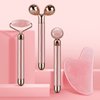 4-IN-1 Face Massager and Gua Sha Set for Women, Rose Quartz Face Roller Skin Care Tools Electric Eye Massager Tool for Face Skin Roller