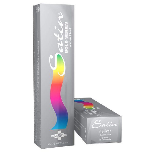 Satin Bold Series, Titanium Silver Permanent Hair Dye, 3 oz., Made with Aloe Vera and Lavender Extracts, PPD Free Formula for Superior Color Payoff and Shine, Cruelty-Free