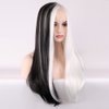 BERON Black White Two Tone Wig Long Curly Wig Women Girls Charming Full Wig Long Wavy Wig Black White Split Wig for Cosplay Party Wig Cap Included (Black White Two)