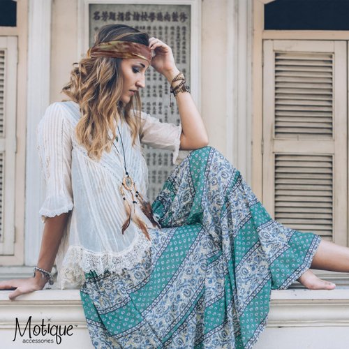 Motique Accessories Stretchy Headwrap Tye Dye Boho Wide Hair Band Yoga (Medium Blue)