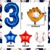 Baseball Balloons 3rd Birthday Decorations for Boys, Baseball Party Decorations Baseball Sports Theme Party Supplies, 40 inch Foil Number Balloons Number 3 Balloon Blue Red White Sports Balloon Kits
