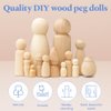 Wood Peg Dolls, 1-3/8 Inch Bunting Baby Shape Wooden Peg People, Pack of 25 Wooden Dolls for Play, Strong Birch Wooden People Figures, Peg Dolls Unfinished, Wooden Pegs for Crafts