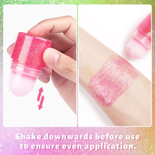 Pink Body Glitter, Rave Accessories Glitter for Body Face Hair Eyes Lip, Face Glitter Stick for Singer Concerts Music Festival, Chunky Glitter Makeup Sparkling Mermaid Sequins for Women