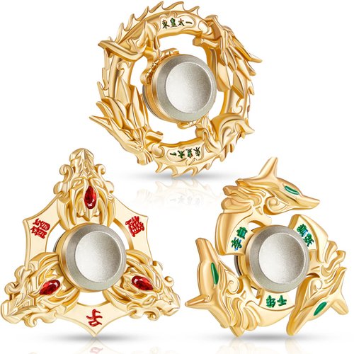 3 Pieces Golden Dragon Finger Spinner Toys Hand Dragon Fingertip Spinner Metal Gold Spinner Anxiety Stress Relief Toy Small Sensory Gadgets for Adults Party Favors