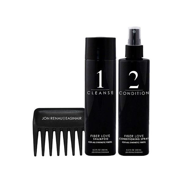 Jon Renau Synthetic Hair Shampoo & Conditioner - Shampoo & Conditioner Set With Wide Tooth Comb