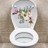 2 Sheets Birds Flowers Butterfly Toilet Seat Lid Stickers Self-Adhesive Bathroom Wall Sticker Floral Birds Butterfly Toilet Seat Decals DIY Removable Waterproof Toilet Sticker for Cistern Decor Decals