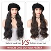 Synthetic Hat Wigs Women Beret Wigs Hair Extensions Fashion Hat with Hair Wigs For Women 20 inch Long Wavy Hair Naturally Connect Autumn Winter Cashmere Cap