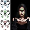 Face Jewels Festival Halloween Face Tattoos Stickers Day of the Dead Face Jewelry Rhinestones Crystals Stickers Green Red Blue Crystal DIY Temporary Tattoo for Hair Carnival Party 3PCS
