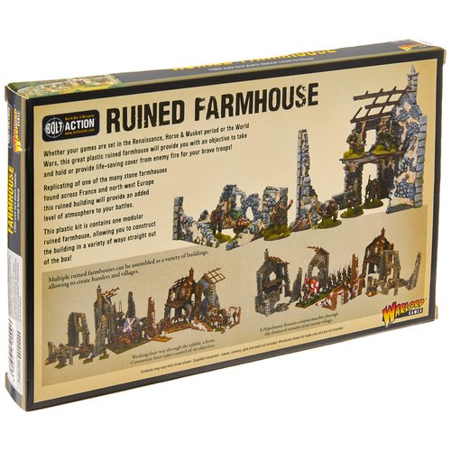 WarLord Bolt Action Ruined Farmhouse 1:56 WWII Military Wargaming Diorama Plastic Model Kit, Small