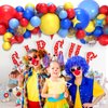 JOYYPOP Carnival Balloon Arch Kit with 123pcs Red Blue Yellow Rainbow Latex Confetti Balloons for Birthday Party Decorations