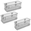 MyGift Silver Wire Mesh Metal Magnetic Hanging Storage Basket, Locker Organizer Bin with Magnet, Rectangular Office Supplies Holder, Pencil, Pen, Marker Holder, Set of 3