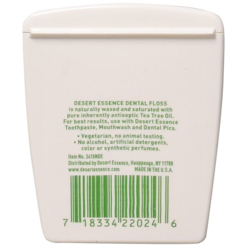 Desert Essence, Tea Tree Dental Floss 50 yd - Gluten Free - Cruelty Free - Naturally Waxed with Bees Wax - No Shred Floss - Tea Tree Oil - Removes Plaque and Build Up, pack of 6