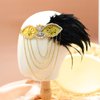 VENOFEN 1920s Flapper Headpiece Gatsby Feather Headband Rhinestone Chain Gold Vintage Style Headpiece Roaring 20s Accessories for Women and Girls