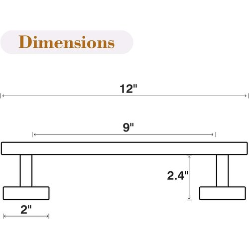 USHOWER Polished Chrome Hand Towel Bar, 9-Inch Towel Racks for Bathroom Wall-Mounted, SUS304 Stainless Steel Towel Rod (Total Length 12-Inch)