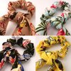 8 Pcs Hair Scarf Scrunchies Women Girl White Light Pink Blue Black Solid Color Floral Ribbon Scrunchies Set Ties Chiffon Knotted Bow Ponytail Elastic