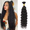 16inch Water Wave Bulk Human Hair for Water Wave Braiding Hair 16inch 50g With 1Bundles Braiding Micro Human Braiding Hair 100% Unprocessed Brazilian Virgin Human Hair Extensions(16inch,Natural Black)