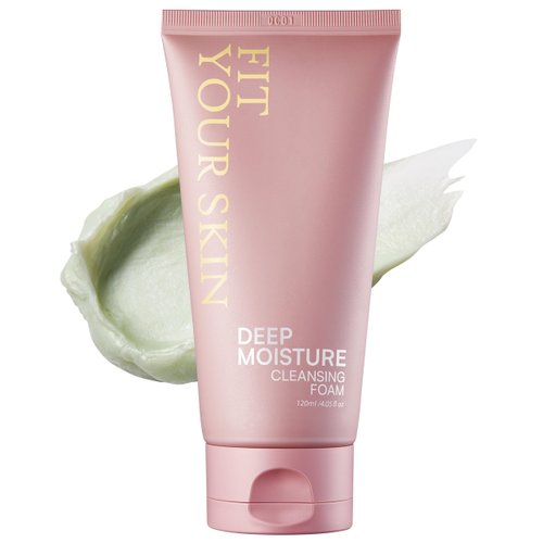 FIT YOUR SKIN Deep Moisture Cleansing Foam - Hydrating Antioxidant Face Wash with Avocado Peptides - Creamy Dense Bubble Form - Skin Irritation Free - Fresh Herb Citrus Scent, 4.05 fl.oz.