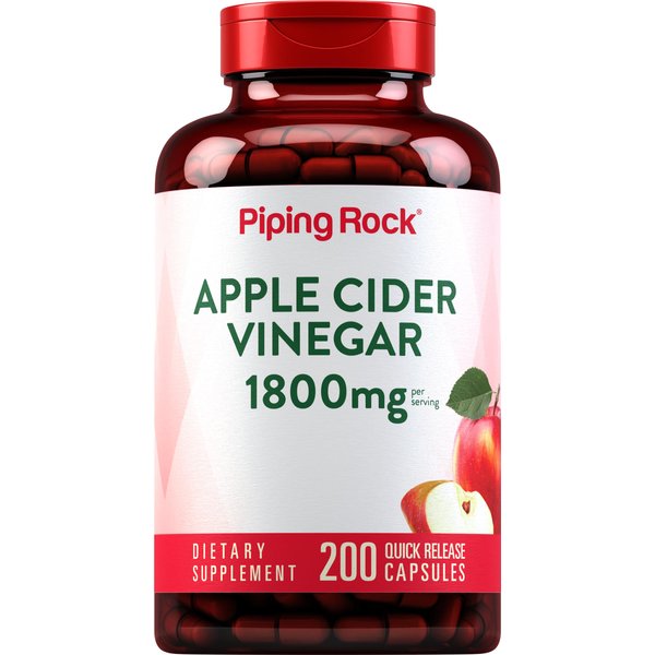 Piping Rock Apple Cider Vinegar Capsules 1800 mg | 200 Pills | Potent Formula | ACV Supplement | Non-GMO, Gluten Free