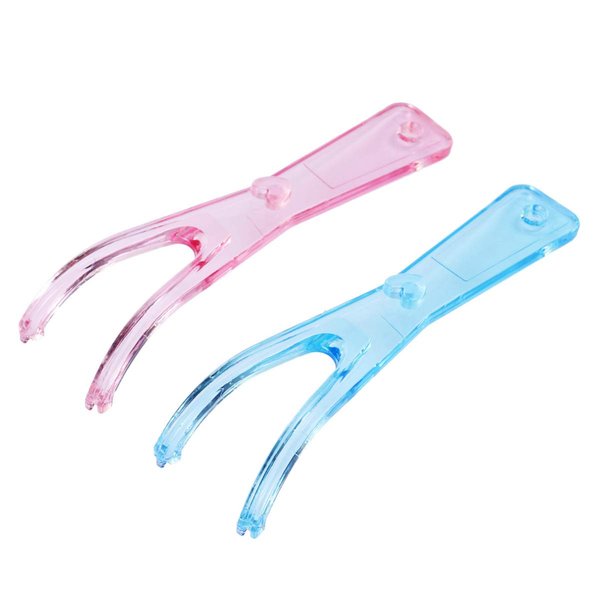 Dental Floss Holders Dental Flosser Built-in Spool Flat Wire Dental Floss Replacement Racks (Pink + Blue)
