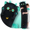 Long Cat Plush 5 Sizes, 120% Extra Filling Giant Plushness Body Pillow, Kawaii Cute Black Cat Stuffed Animals Soft Stuffed, Extra-Long Pillow Cat Plushies Gift for Girls Kids 28"