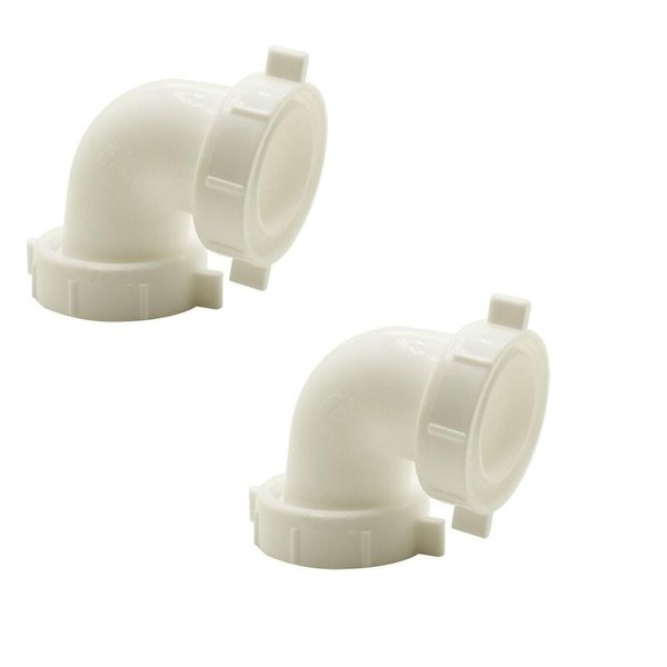 GULUANT 2 Pack Replacement 1-1/2 Inch PVC 90 Elbow with Nuts & Washers/Reusable Nuts for Thrifco Plumbing 9412089
