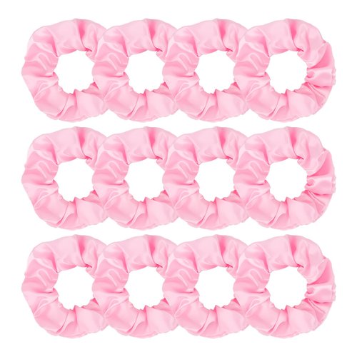 Jaciya 12 Packs Pink Hair Scrunchies Satin Scrunchy Elastic Band Hair Bobbles Scrunchies Hair Ties Ponytail Holder Hair Accessories for Women Girls
