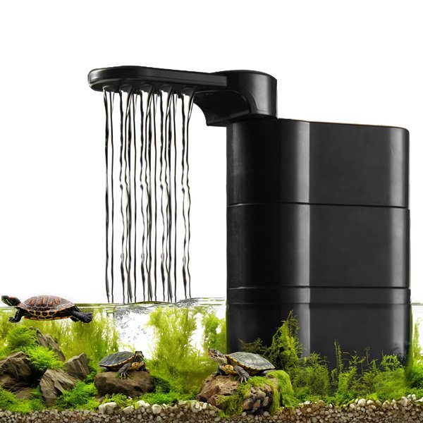 CHERLAM Turtle Tank Filter, 3 in 1 Water Circulation Filter for 5 to 50 Gallon Turtle Tank, 150 GPH Turtle Filter for Amphibians and Reptiles, Turtle Filter with Sponge and Bio Balls