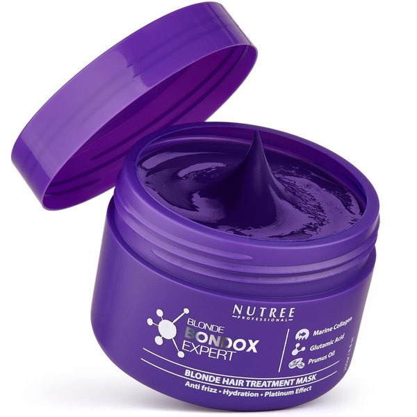 Nutree Professional Hair mask for damaged hair blonde bondox treatment 8.8 oz thermal activated mask for dry frizzy hair | formaldehyde free | almond oil hair repair.